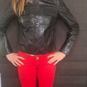 Leather DKNY City Jacket. Black. Size 4. Biker Style. Vintage Donna Karan NWOT